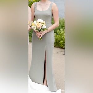BHLDN Blake Square-Neck Stretch Crepe Maxi Dress - Sage Green